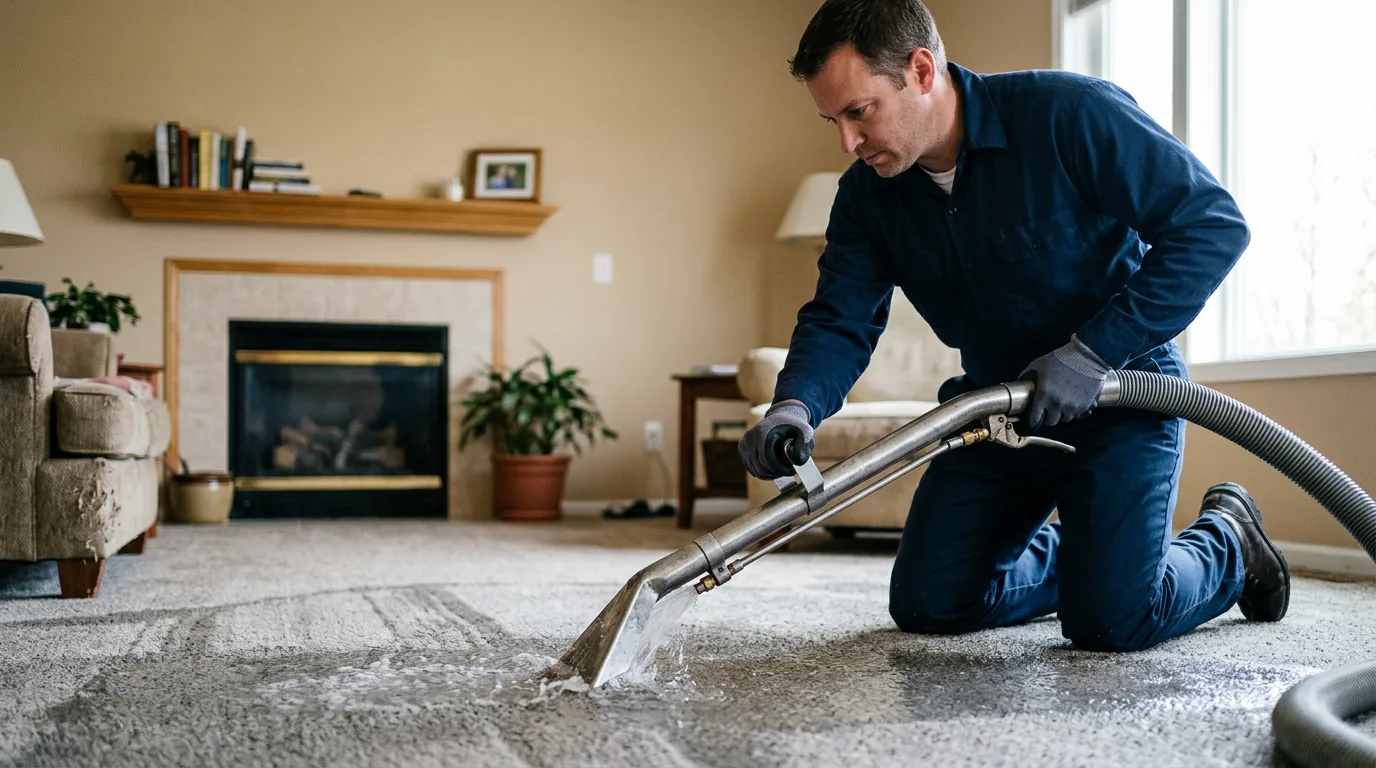 Water damage restoration technician working near Prospect Heights, IL